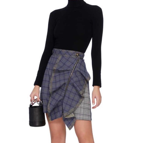 Self-Portrait Flounced Check Plaid Ruffle Skirt US 0 - Picture 5 of 16
